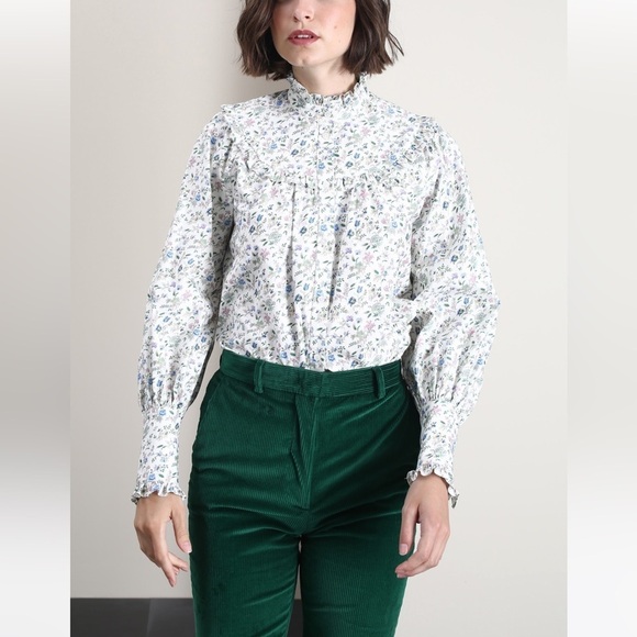 NWOT Weekend Max Mara Label-cut Sophia Ruffled Floral Shirt Size: M US4/6 Spring - Picture 3 of 15